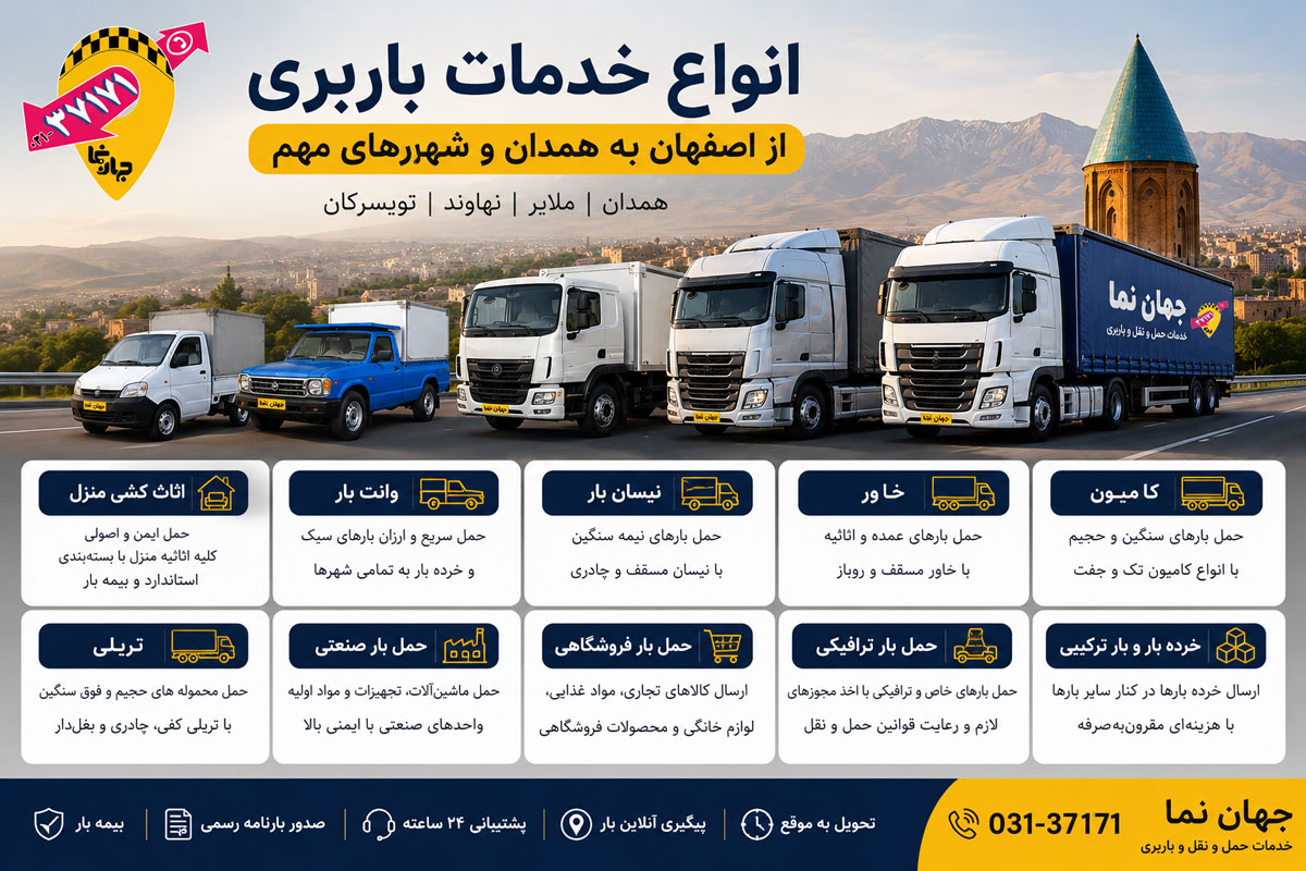 هزینه باربری از اصفهان به شهر گیلان چقدر است؟